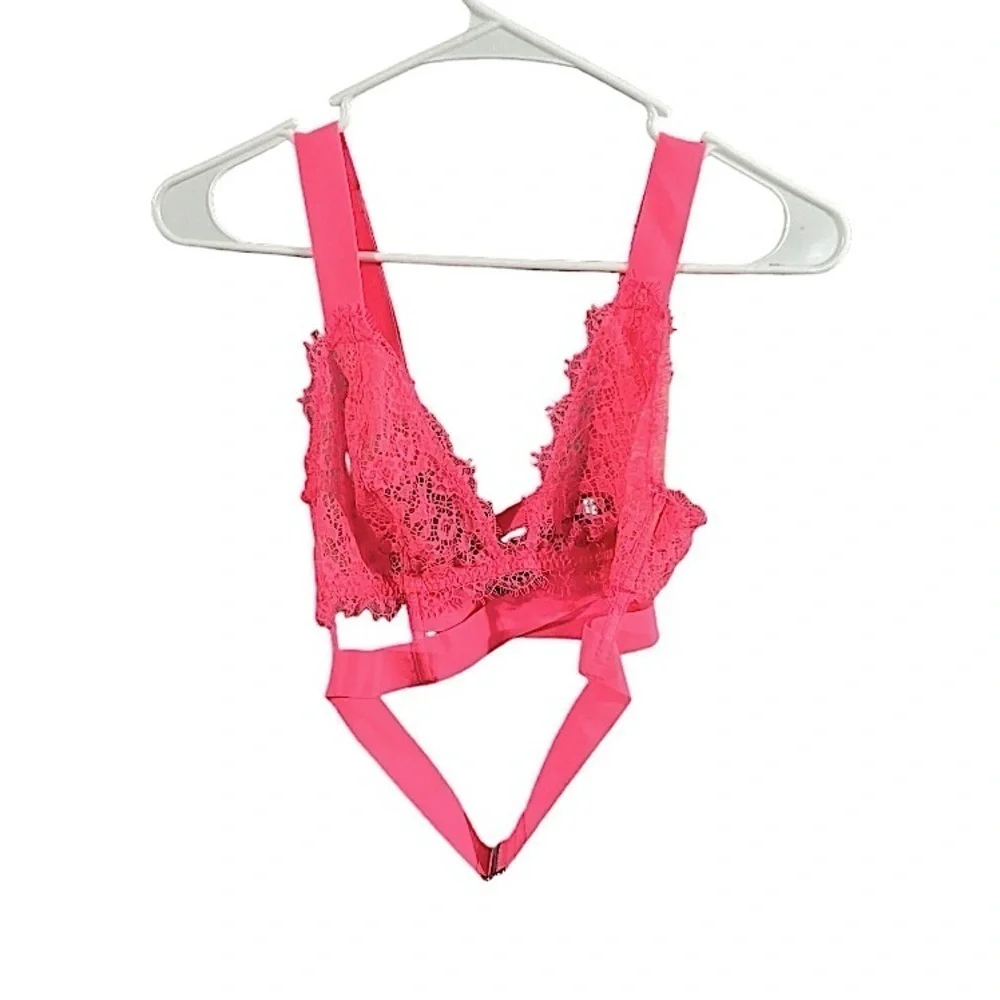 NWT Hot Pink Victoria's Secret Triangle Strappy Bra Size L